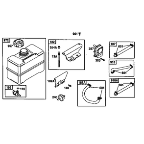 Fuel Tank Diagram and Parts List for 19E400-19E499 1132 Briggs and Stratton Engine